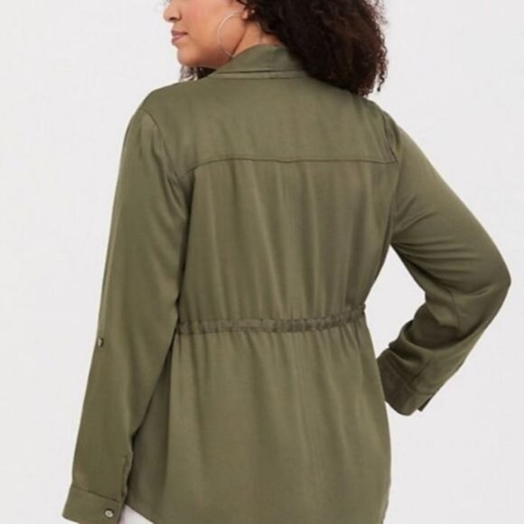 Green Torrid Top Lightweight Jacket Large Utility Boho Bohemian Size 0 Large - Picture 10 of 10